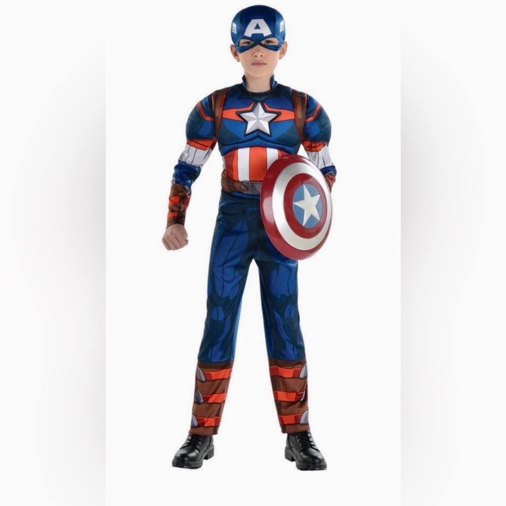 Kids' Marvel Captain America Muscle
Costume, Size S/P (4-6) and shoe covers
